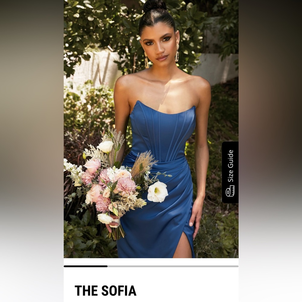 "The Sofia" corset gown in Dusty Blue